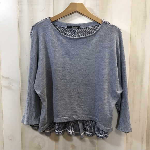 Anthropologie Tops - Anthropologie Light Blue Sweater Hi Lo Dolman